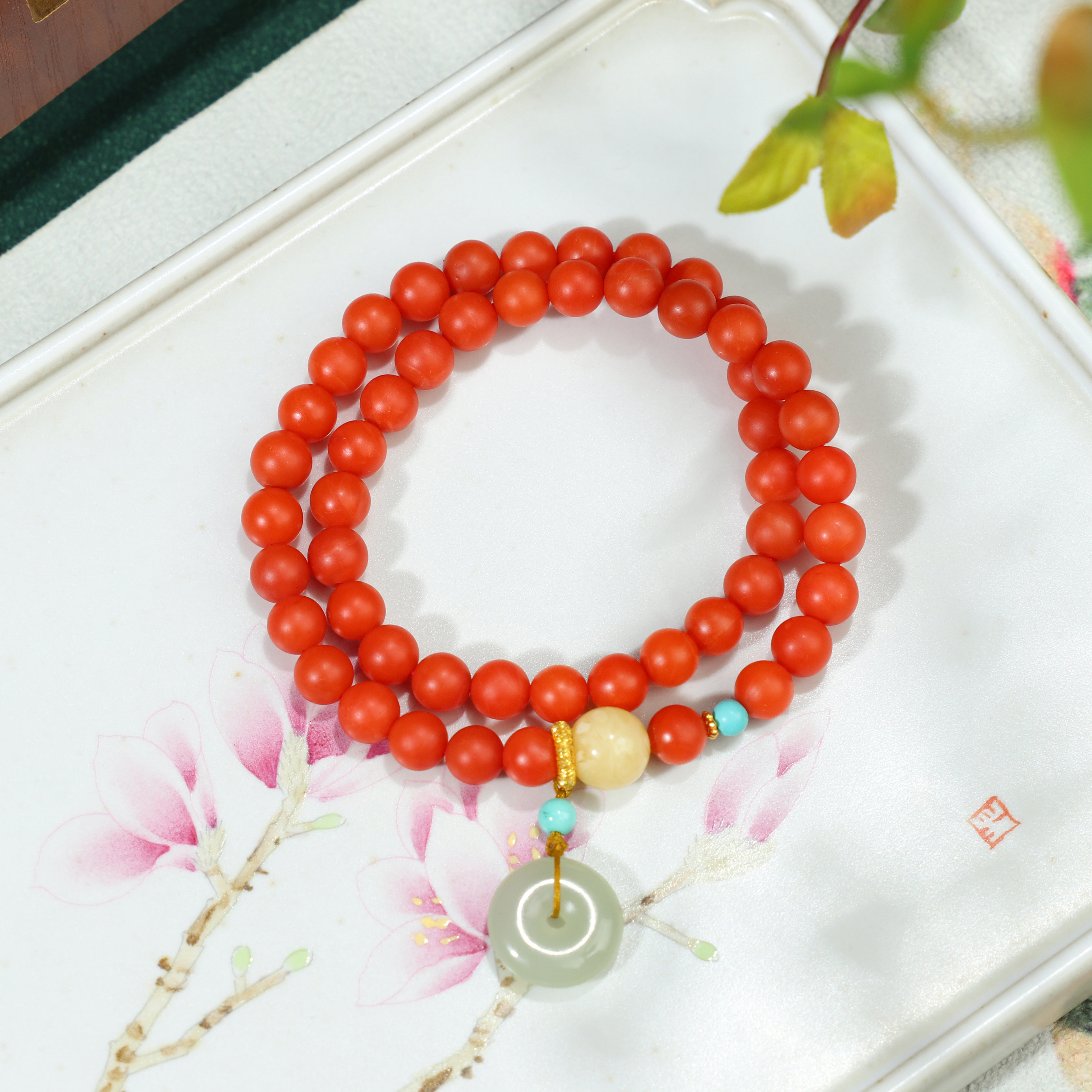 南红天然保山玛瑙手串多宝家柿子手链原创设计手饰