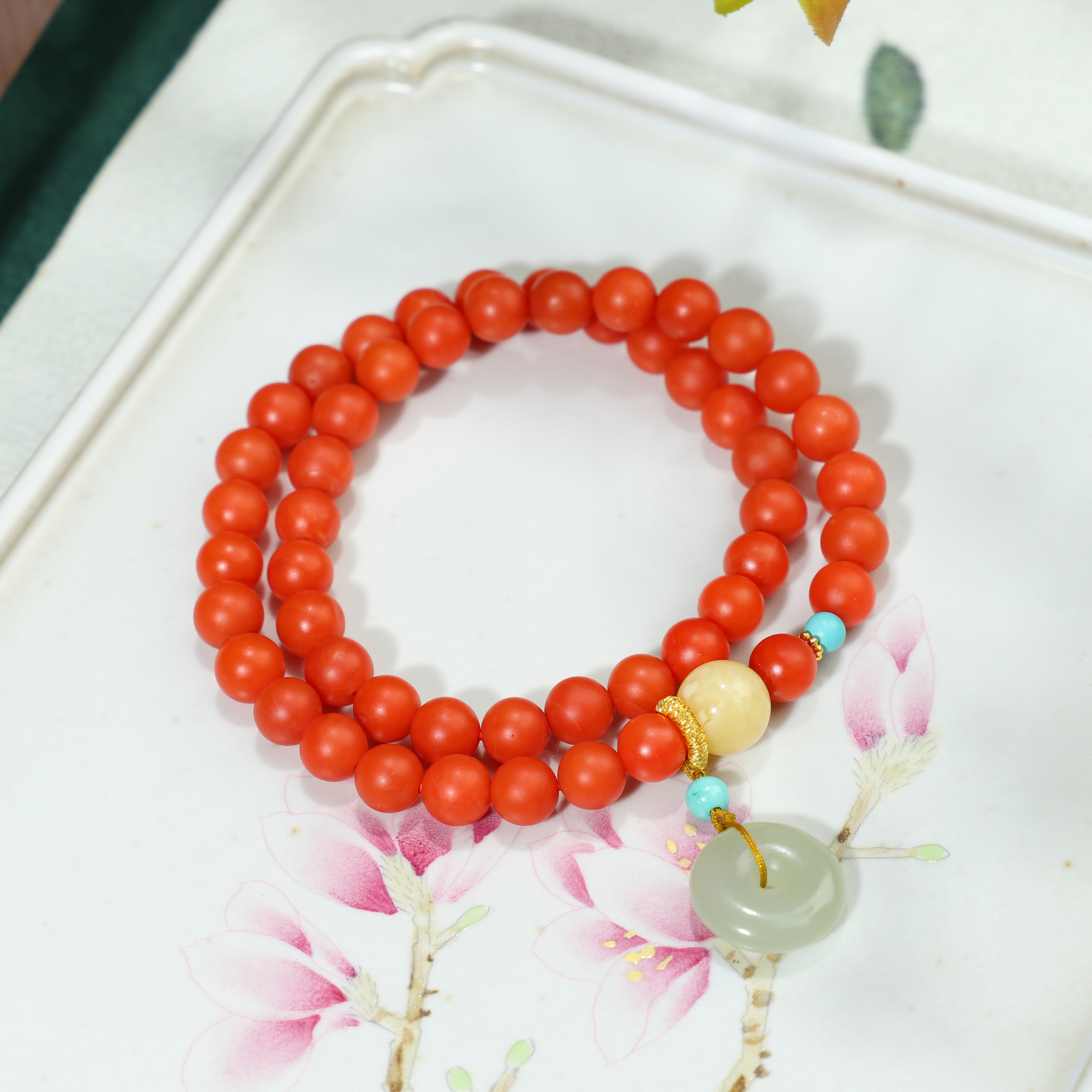南红天然保山玛瑙手串多宝家柿子手链原创设计手饰