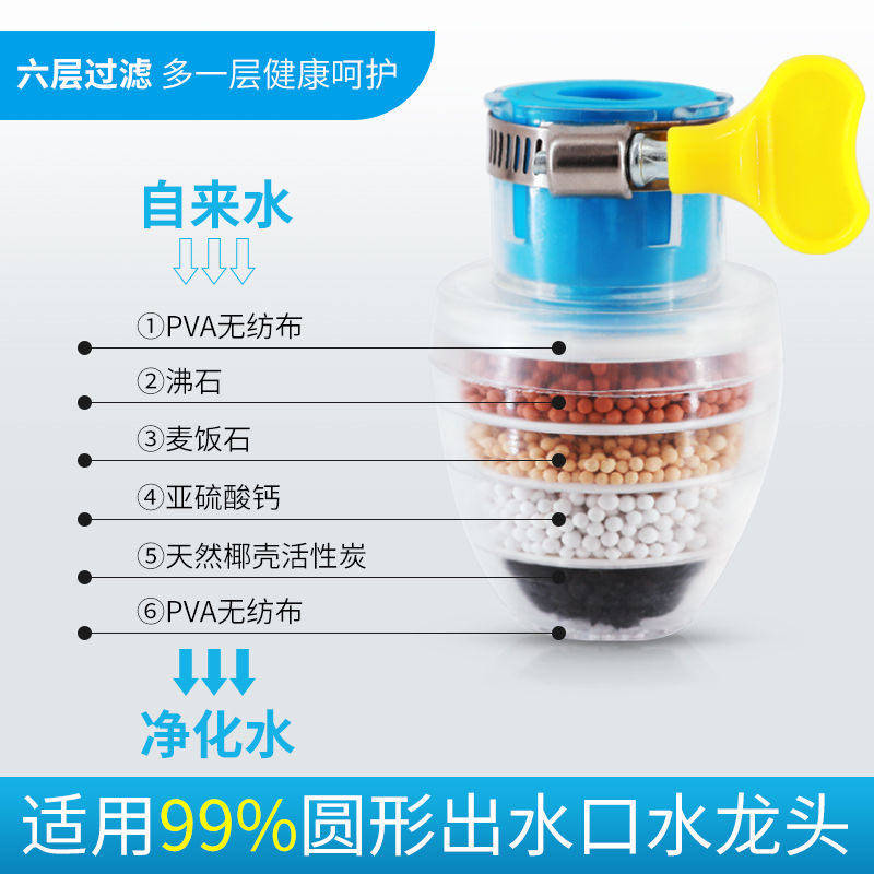 净水增压六层过滤水龙头家用自来水过滤器防溅头通用过滤器
