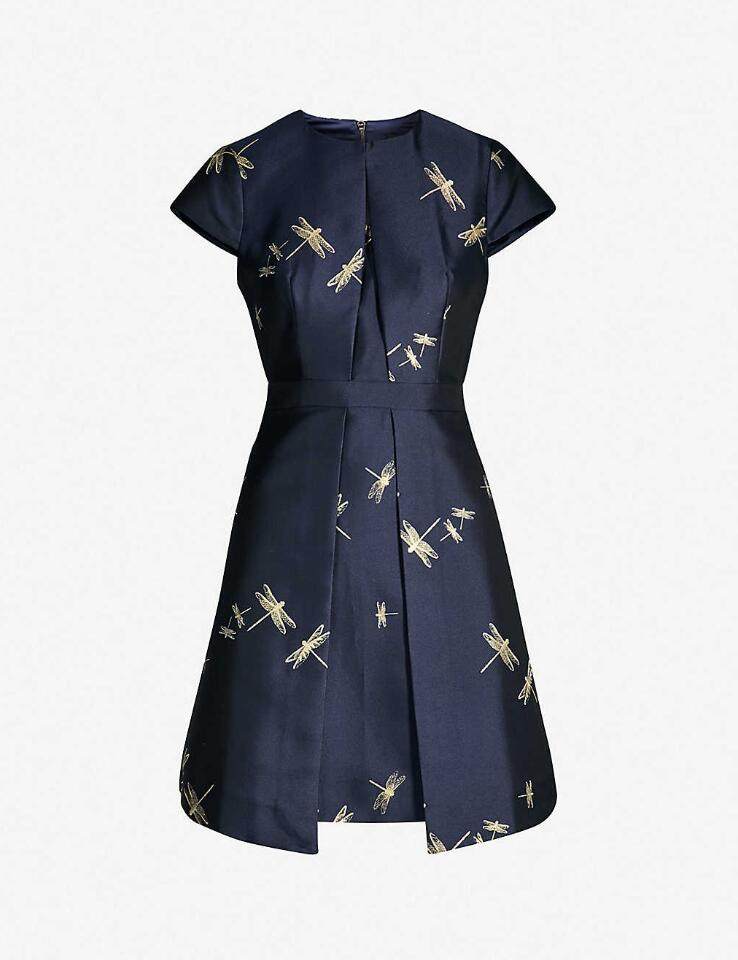 tedbaker短袖连衣裙蜻蜓藏蓝优雅气质公主礼服连衣裙