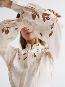 REISS dress shirt dress ແຂນຍາວ lace hollow lace ງ່າຍດາຍ lady elegant temperament versatile