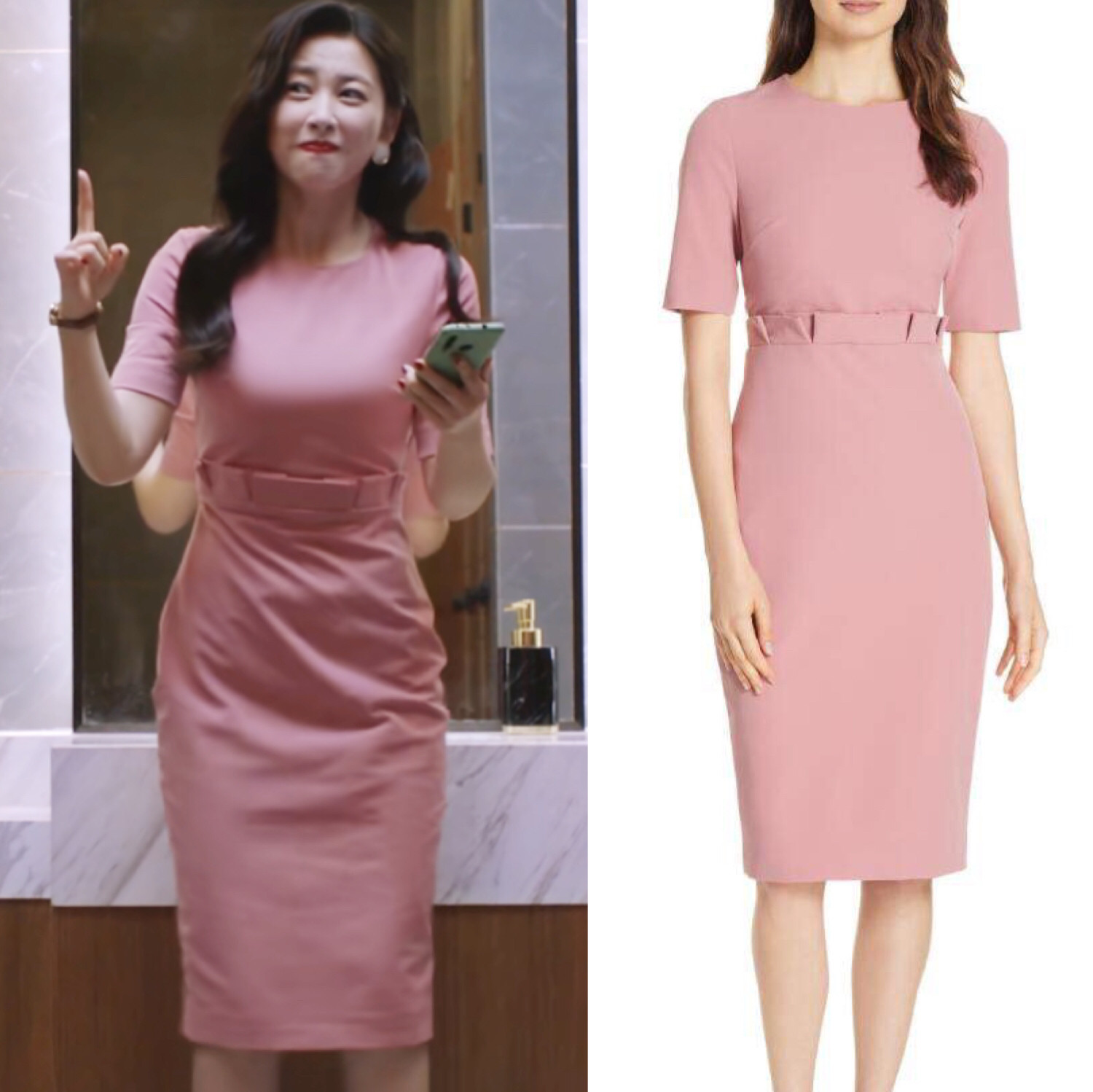 tedbaker新款短袖连衣裙包臀中长修身栗娜精英连衣裙