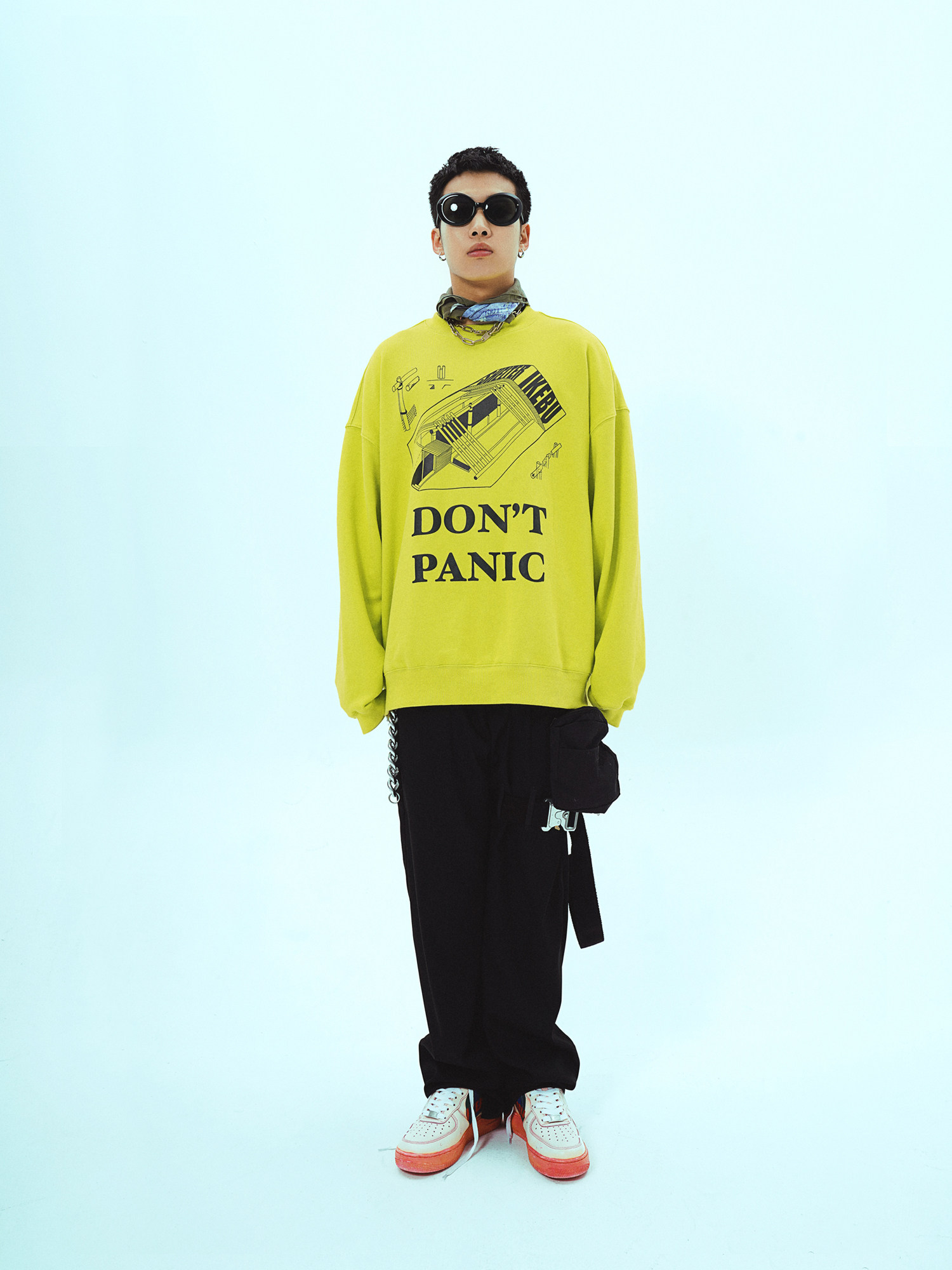 ikeburuu service (ikebu)20aw 解构草图dontpanic 圆领宽松卫衣