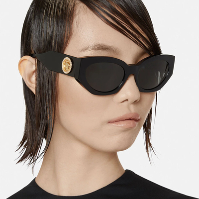 versace范思哲自带蓝光镜片男女板材黑框猫眼型拍照墨镜ve4381b太阳