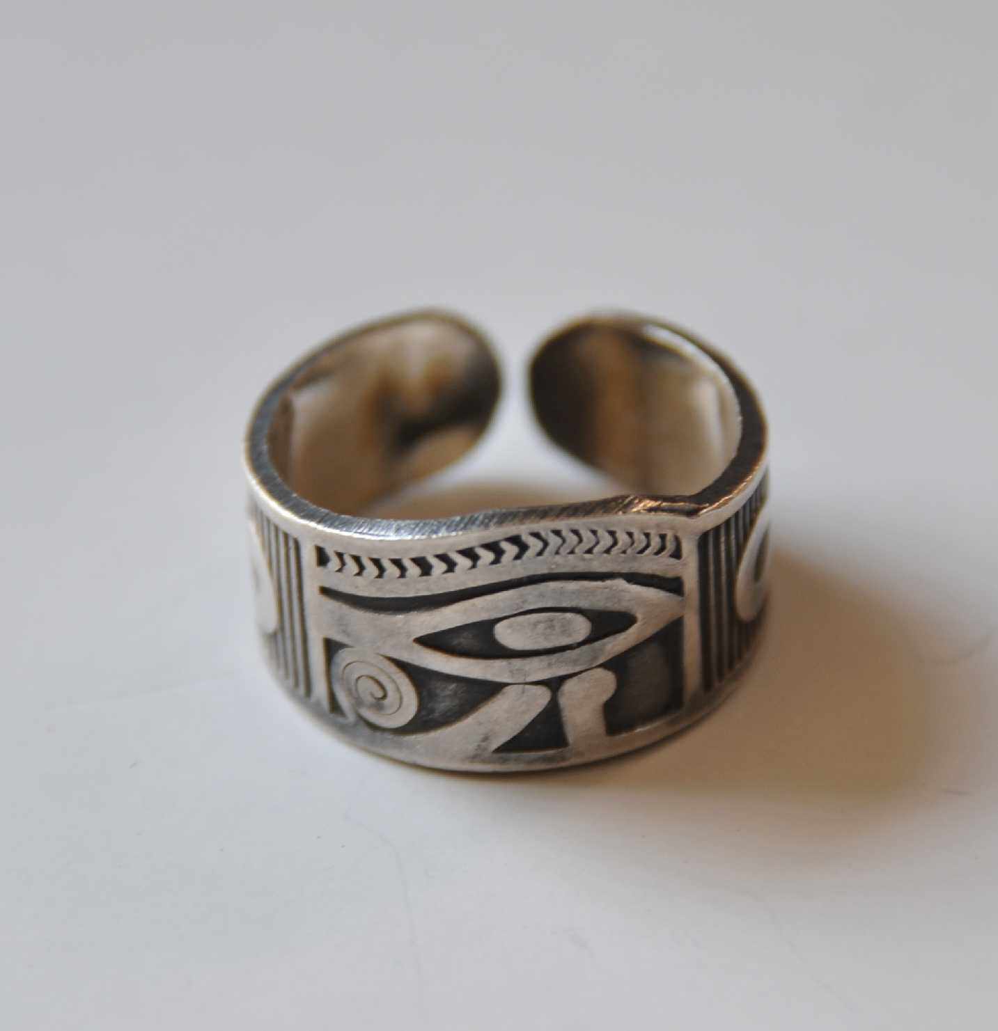 荷鲁斯之眼安卡钥匙戒指埃及手工银饰生命永生戒指