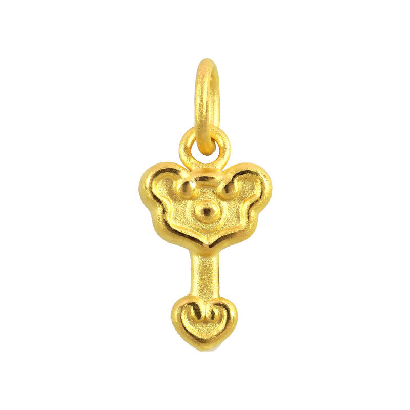 黄金3d硬金足金纯金祥云如意吊坠吉祥爱心颈饰