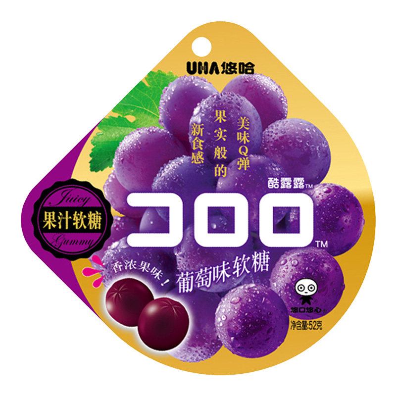 uha哈酷露露巨峰葡萄果汁软糖52g桃子草莓传统糖果