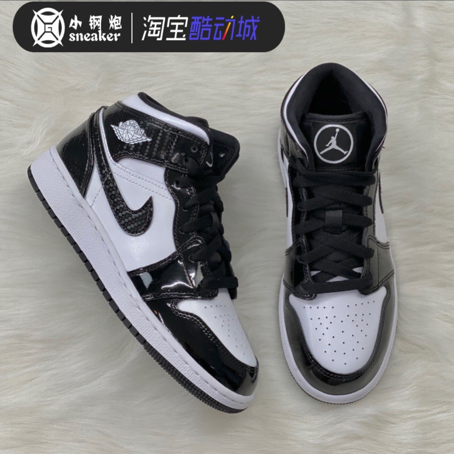 airjordanmidaj1明星黑白黑白熊熊猫漆皮篮球篮球鞋