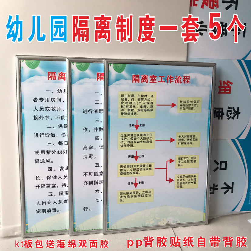 幼儿园防疫疫情临时隔离室工作制度消毒制度流程海报标志牌