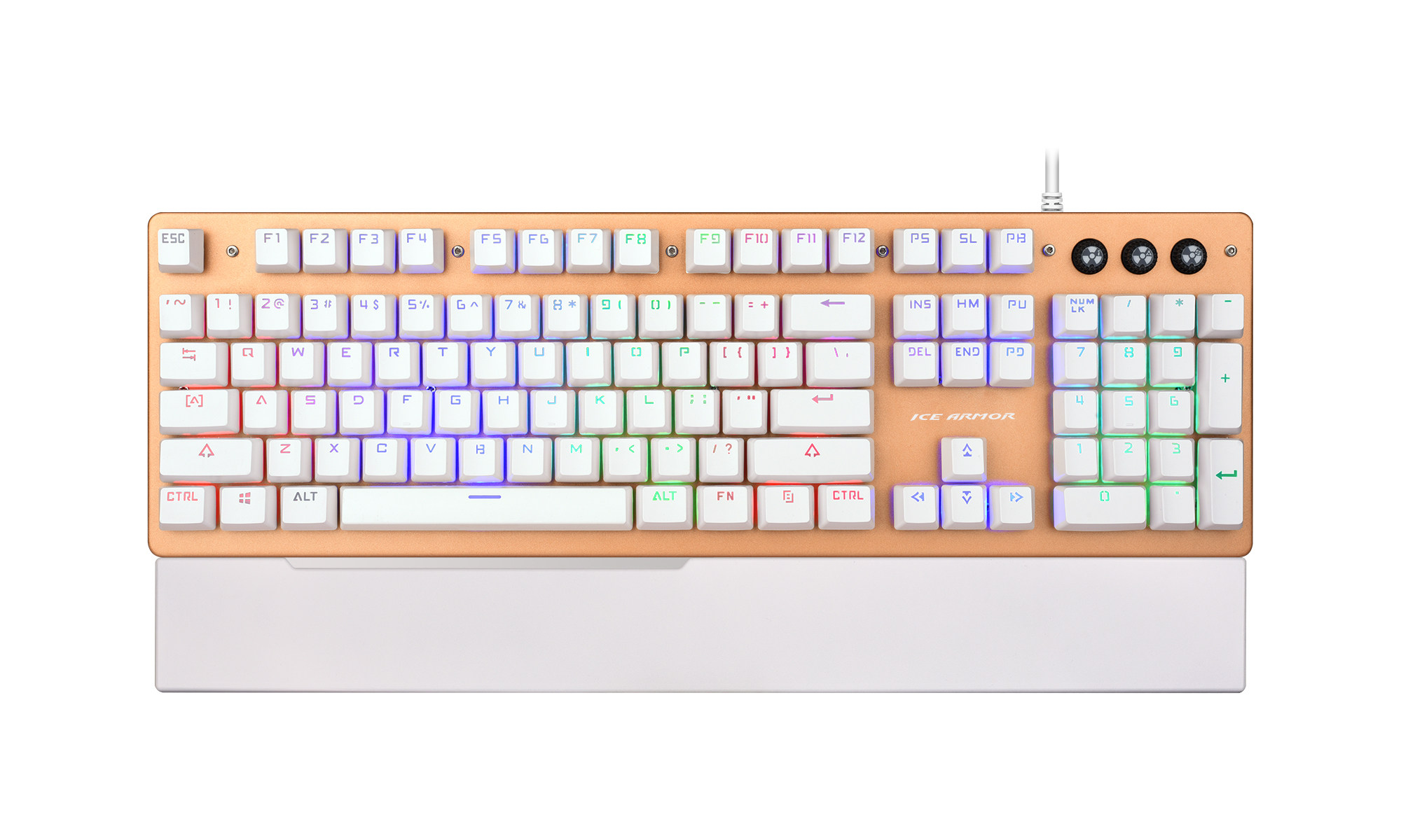 键盘冰甲k8机械游戏白黑两色色带托跑马灯键盘