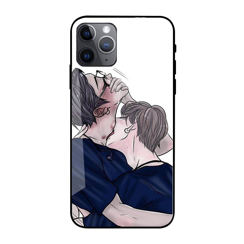 男男种草莓玻璃手机机壳适用苹果12promax华为荣耀v40手机保护套