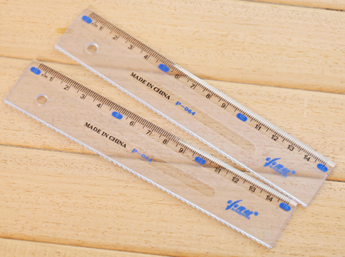 学生文具p064塑料直尺15cm透明尺子磨砂波浪各类尺