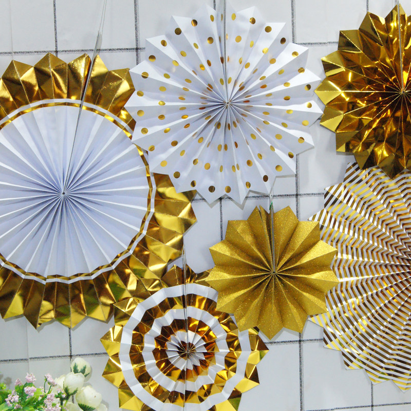 装饰纸扇婚房手工彩色拉花背景生日节日庆典拉花