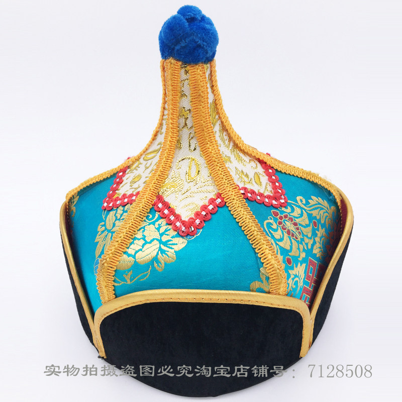 蒙古族儿童段面黑耳朵小男帽儿童蒙古帽蒙古族男童舞蹈帽