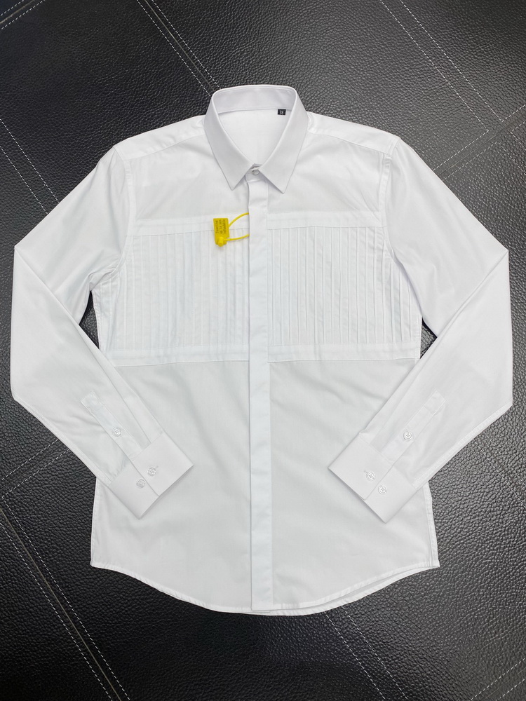 22春季新款 ins潮牌前幅条纹折叠衬衣 潮流男士高端时尚纯色衬衫