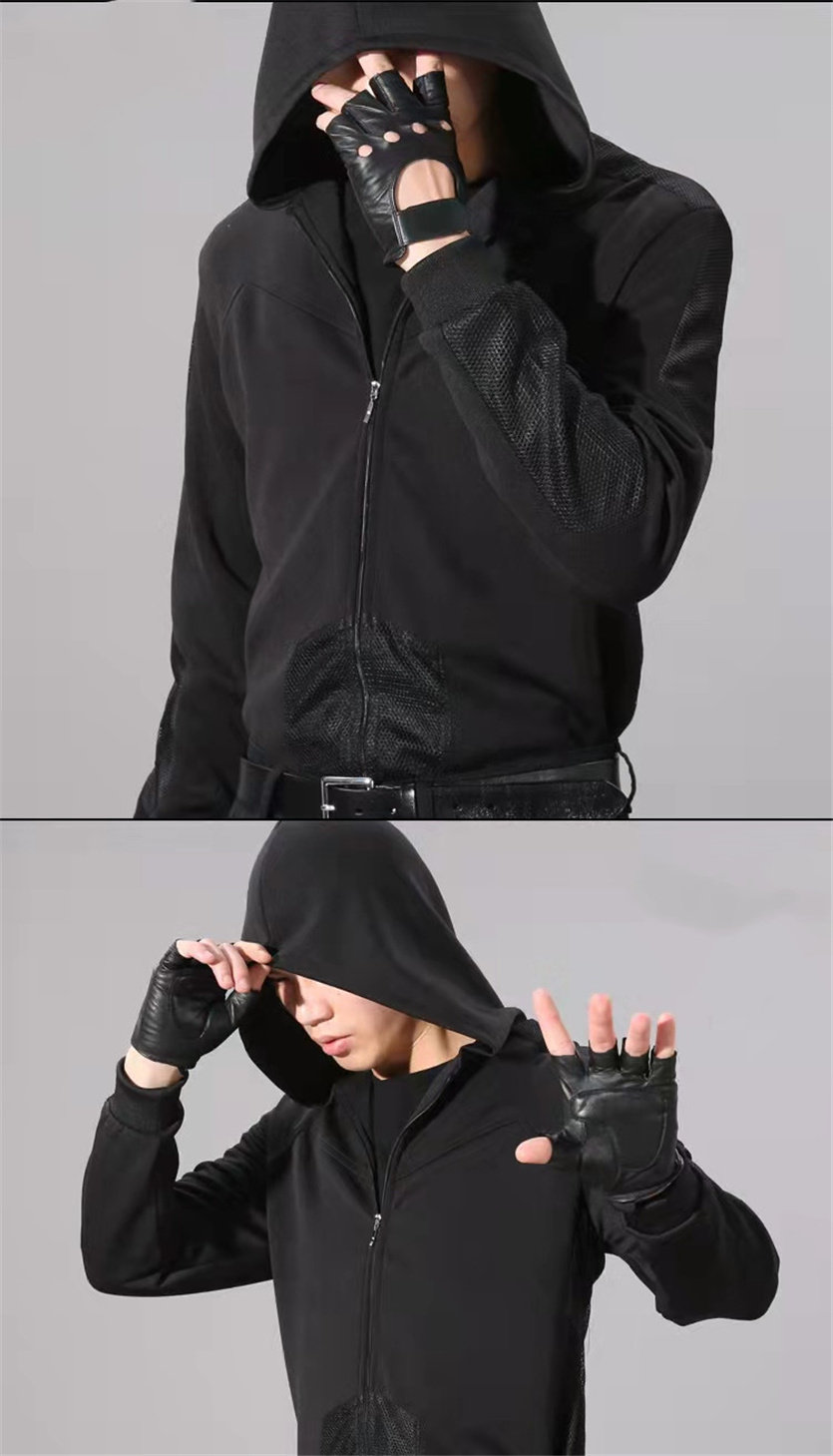 韩版长袖外套明星同款张起灵上衣拼接卫衣男闷油瓶小哥春秋连帽衫