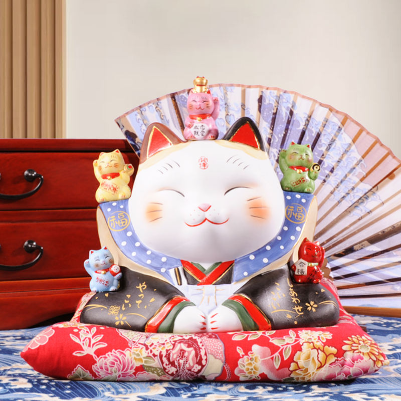 店铺猫舍道乐堂祈愿全家福招财猫开业发财猫摆件家居装饰招财猫