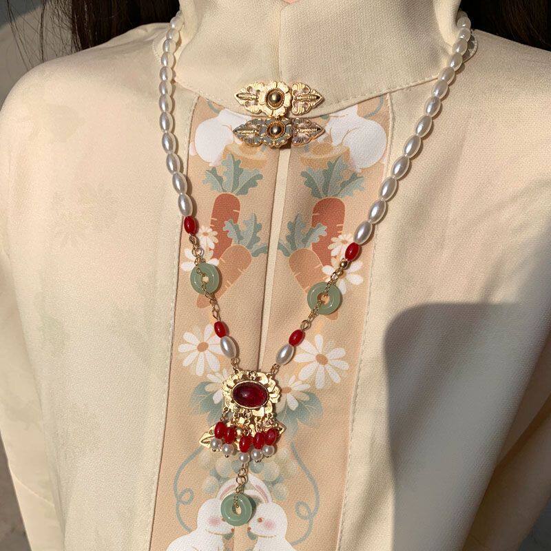 古风璎珞项链汉服配饰明制珍珠百搭日常复古项链