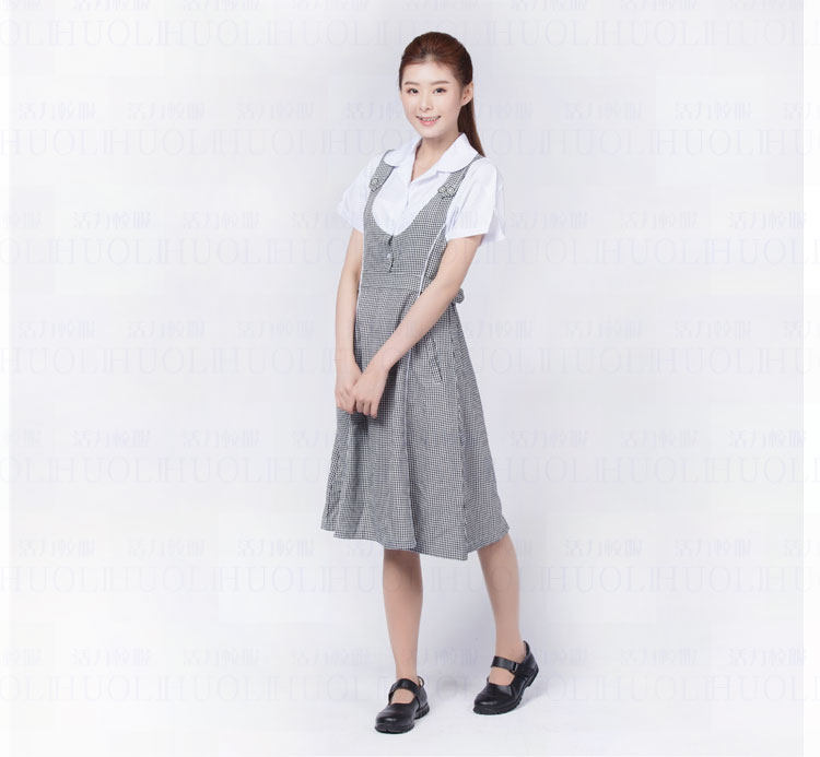 深圳校服莎臣豹正品中学生女生夏季礼服连衣裙白色学生校服