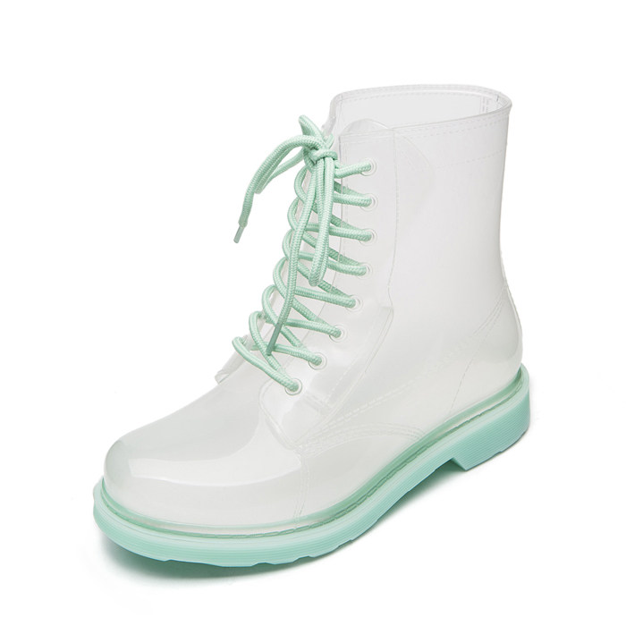 飞鹭潮品时尚女式透明中筒雨鞋雨靴水鞋水靴