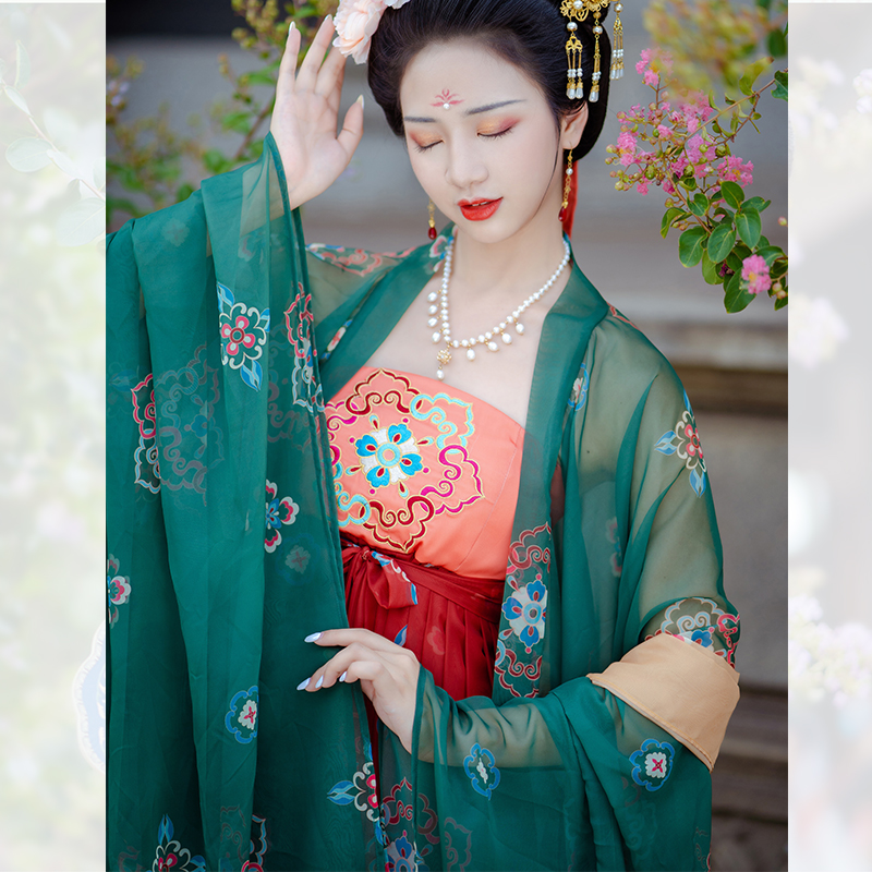 汉梦归清平调唐制复原创图款唐风仕女夏绣印羞花诃子裙大袖衫汉服