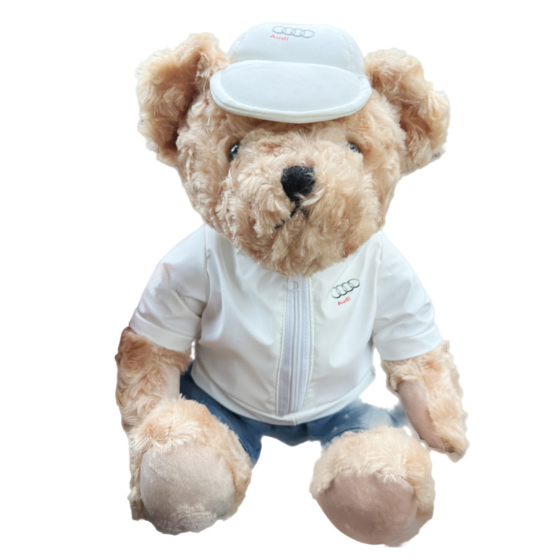 奥迪小熊汽车公仔原厂毛绒玩具娃娃后窗玩偶尾部毛绒