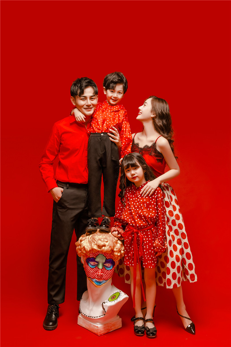 儿童摄影主题服装影楼拍照全家福4口亲子装韩版时尚中国风新款套