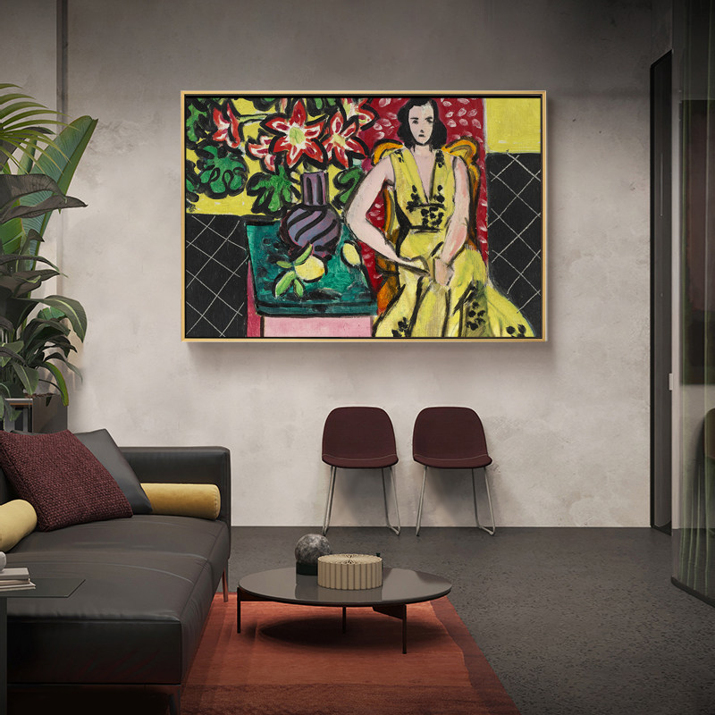 现代简约客厅装饰画餐厅人物壁画野兽派挂画 马蒂斯-花瓶旁的女子