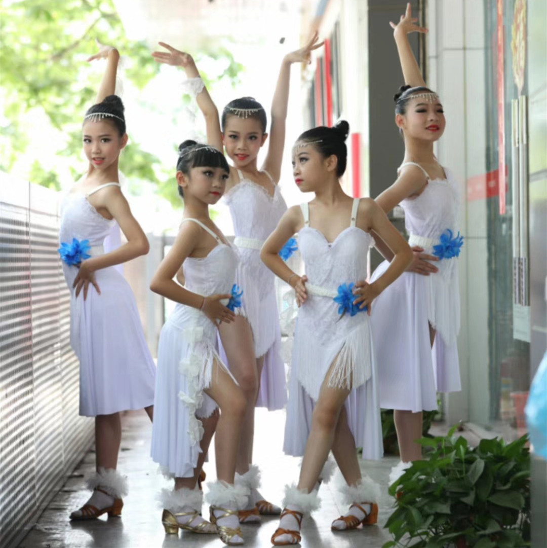 新款吊带拉丁舞表演演出服比赛考级练功服成人儿儿童演出服