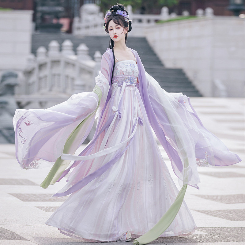 小葡萄原创唐制汉服女诃子裙仙飘逸古风夏款中国风汉服半身裙