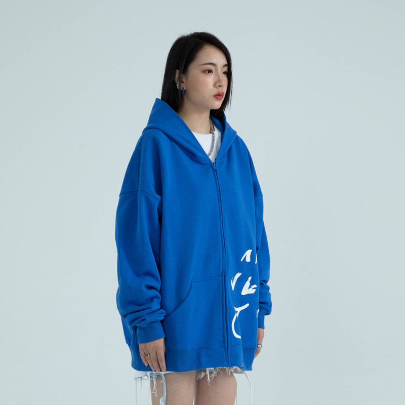 国潮优选chillg涂鸦笑脸外套潮牌嘻哈街头情侣短外套