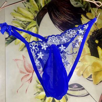 ງາມ embroidered thong cross-dressing cross-dressing personality U-shaped JJ set sexy couple sexy ultra-thin T-pants butterfly