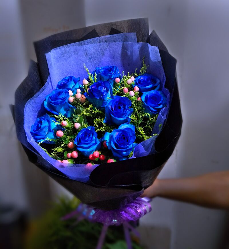 鲜花速递同城生日蓝玫瑰花束礼盒送花上门北京上海鲜花速递同城