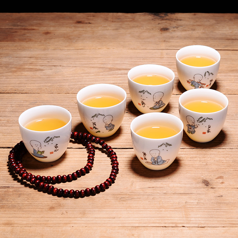 茶杯禅意大号小和尚功夫功夫茶陶瓷品茗杯单杯普洱茶杯