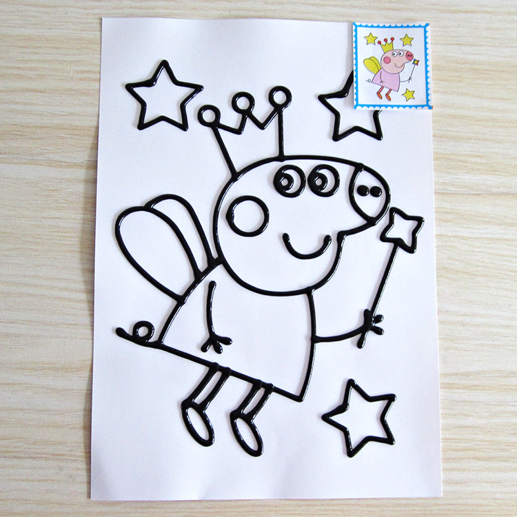 奕彩32k黑边胶画单张可选图案二儿童烤画diy手工制作玩具1319cm