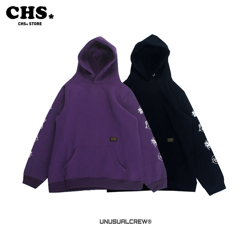 废克赛文 UNUSUALCREW GOOSE7 手绣串标印花套头帽衫连帽情侣卫衣