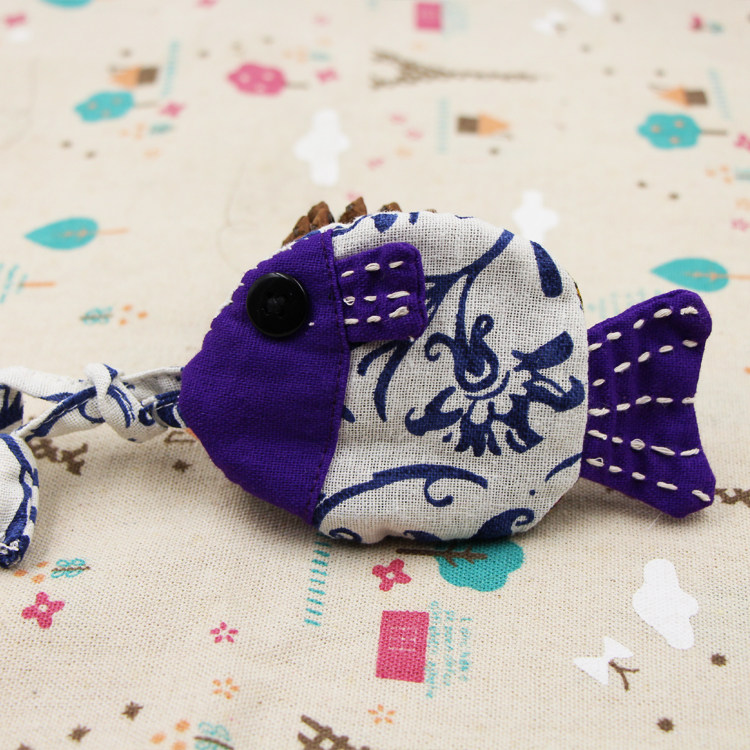 云南民族风手工特色布艺小鱼钥匙扣钥匙套卡卡通钥匙扣