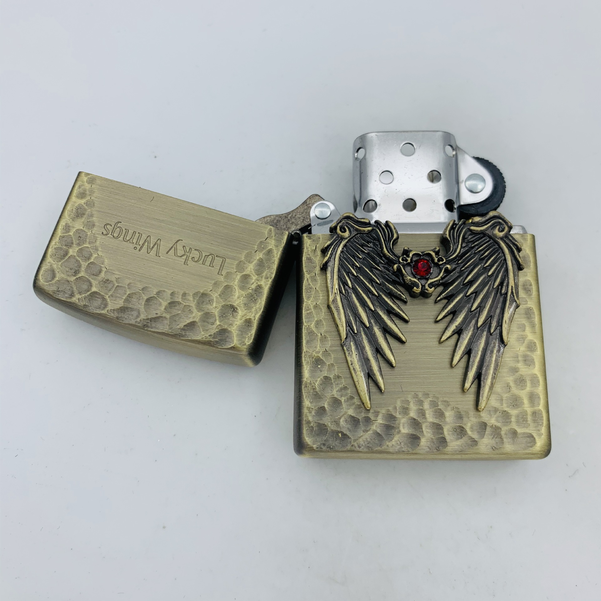 zippo打火机美国原装正品古铜幸运翅膀天使之翼芝宝zippo