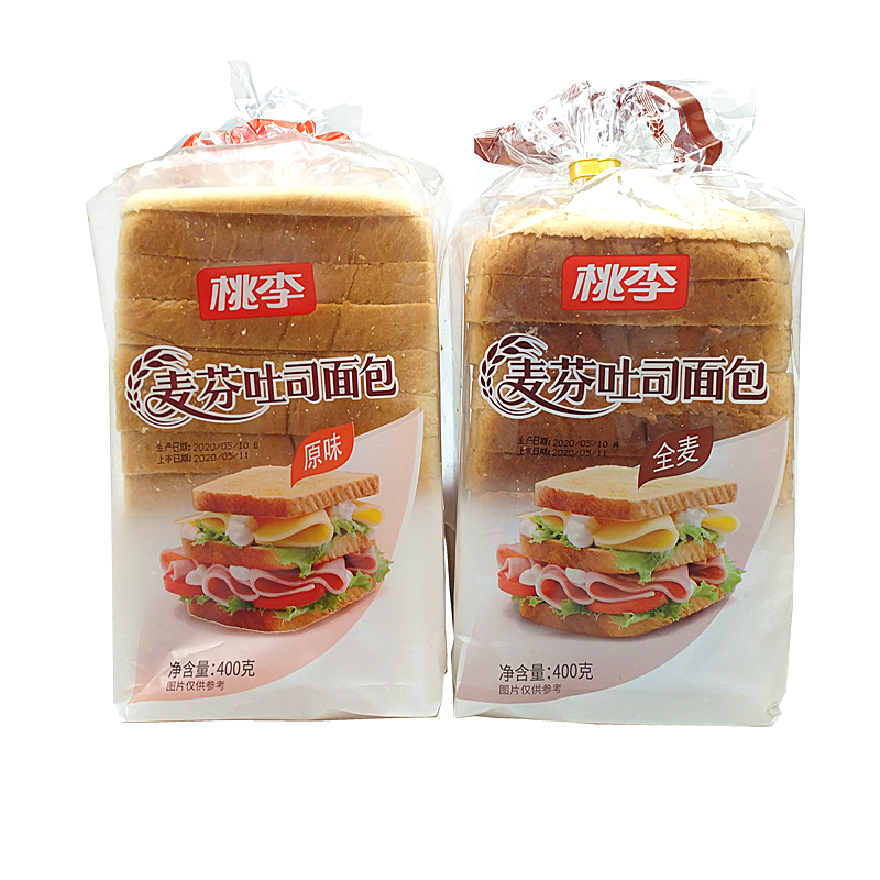 面包桃李麦芬吐司原味味全切片400g营养早餐西式糕点