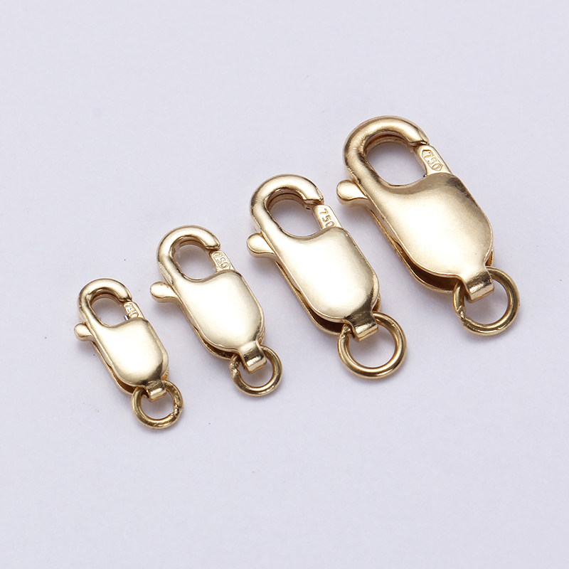 18k14k手链diy手工接头弹簧纯金配件扣手金龙虾扣
