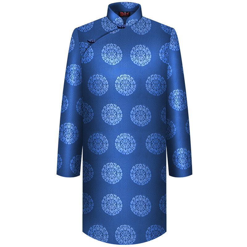 寿衣善唯蓝色纯棉真丝高档全套殡葬骨灰盒