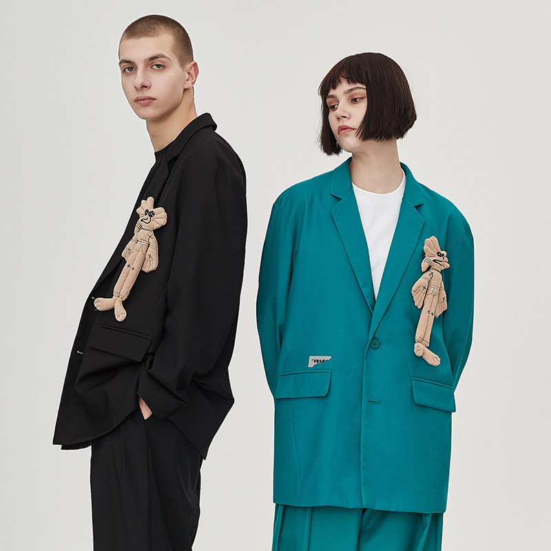宽松benmyshower国潮西装外套潮流设计感痞街头情侣西服