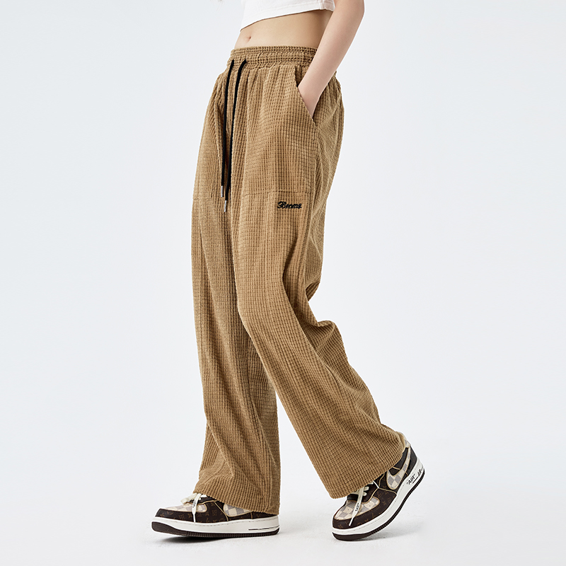 benmyshower国潮灯芯绒裤子男潮潮牌宽松复古华夫格休闲休闲裤