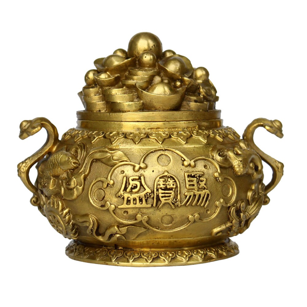 包邮大号纯铜聚宝盆摆件家居办公室装饰开业招财工艺礼品