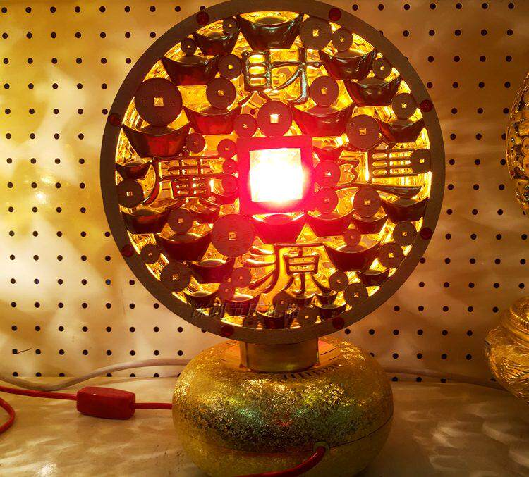 新年装饰礼品铜钱旋转灯金元宝招财进宝插电发光摆件