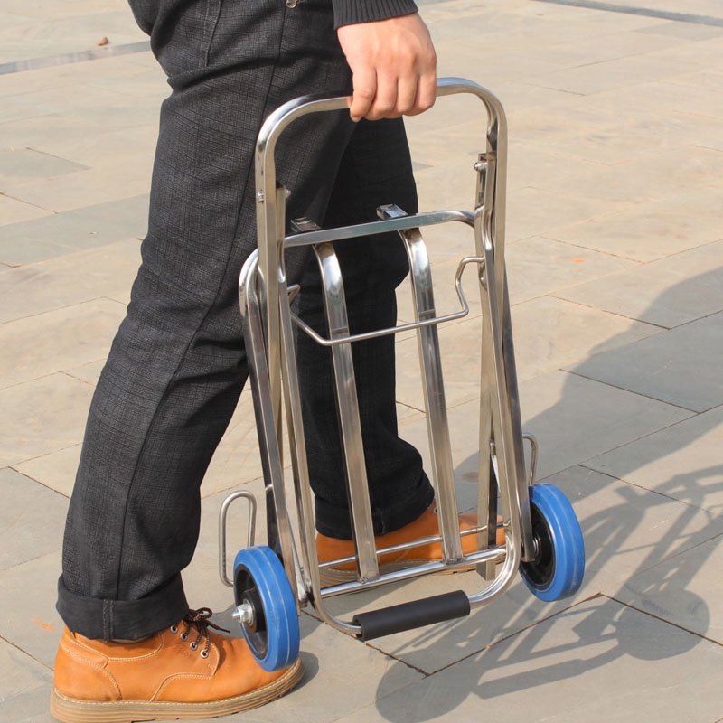 不锈钢折叠拉杆便携两轮行李车载重拖车进货拉车便携购物车