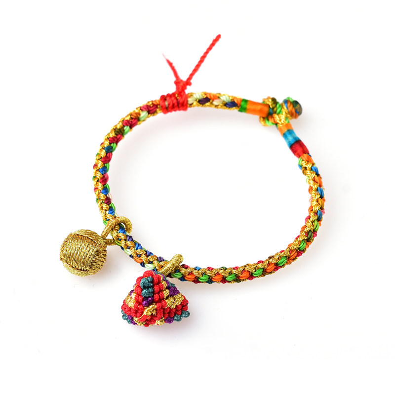 端午节五彩手链儿童宝宝粽子手工编织手绳五色手链