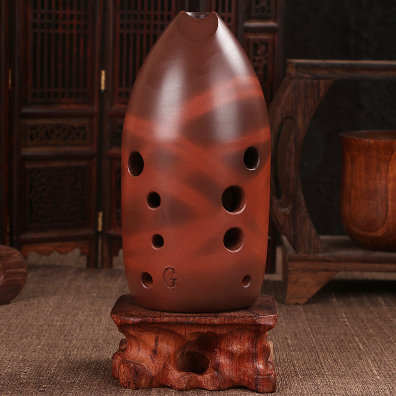 七星民族演奏入门成人初学者学生笔筒红陶双腔埙