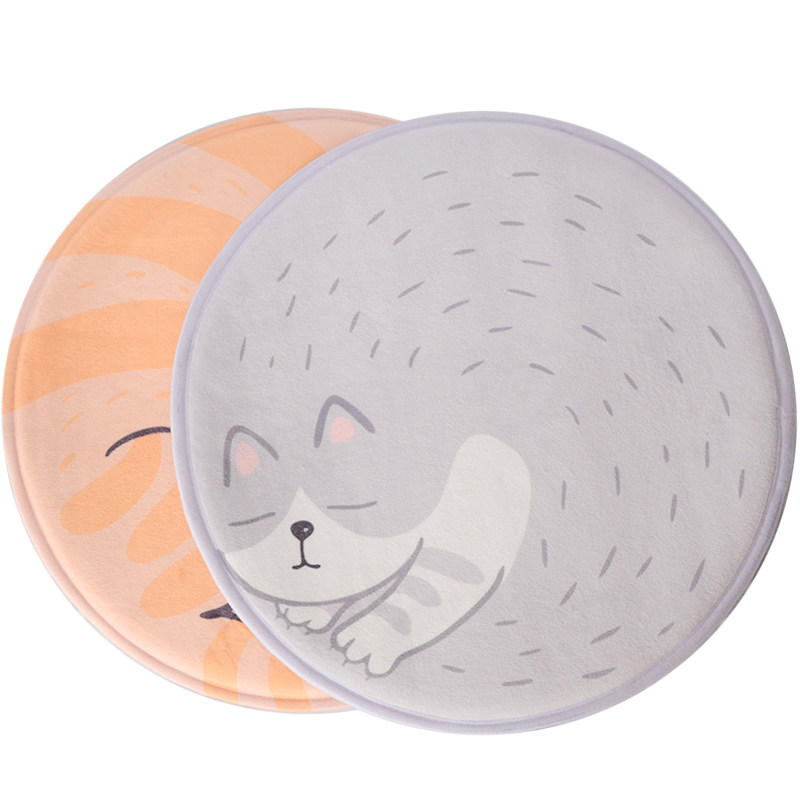 喵禾可爱黄灰色睡觉猫咪短毛毛绒舒适地垫窝垫垫子