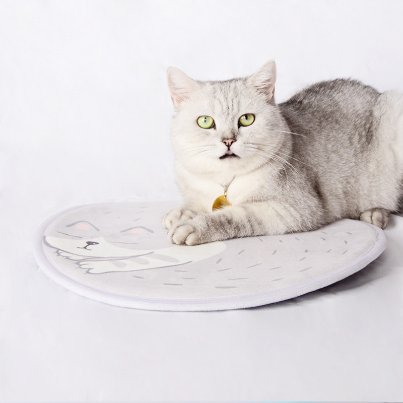 喵禾可爱黄灰色睡觉猫咪短毛毛绒舒适地垫窝垫垫子